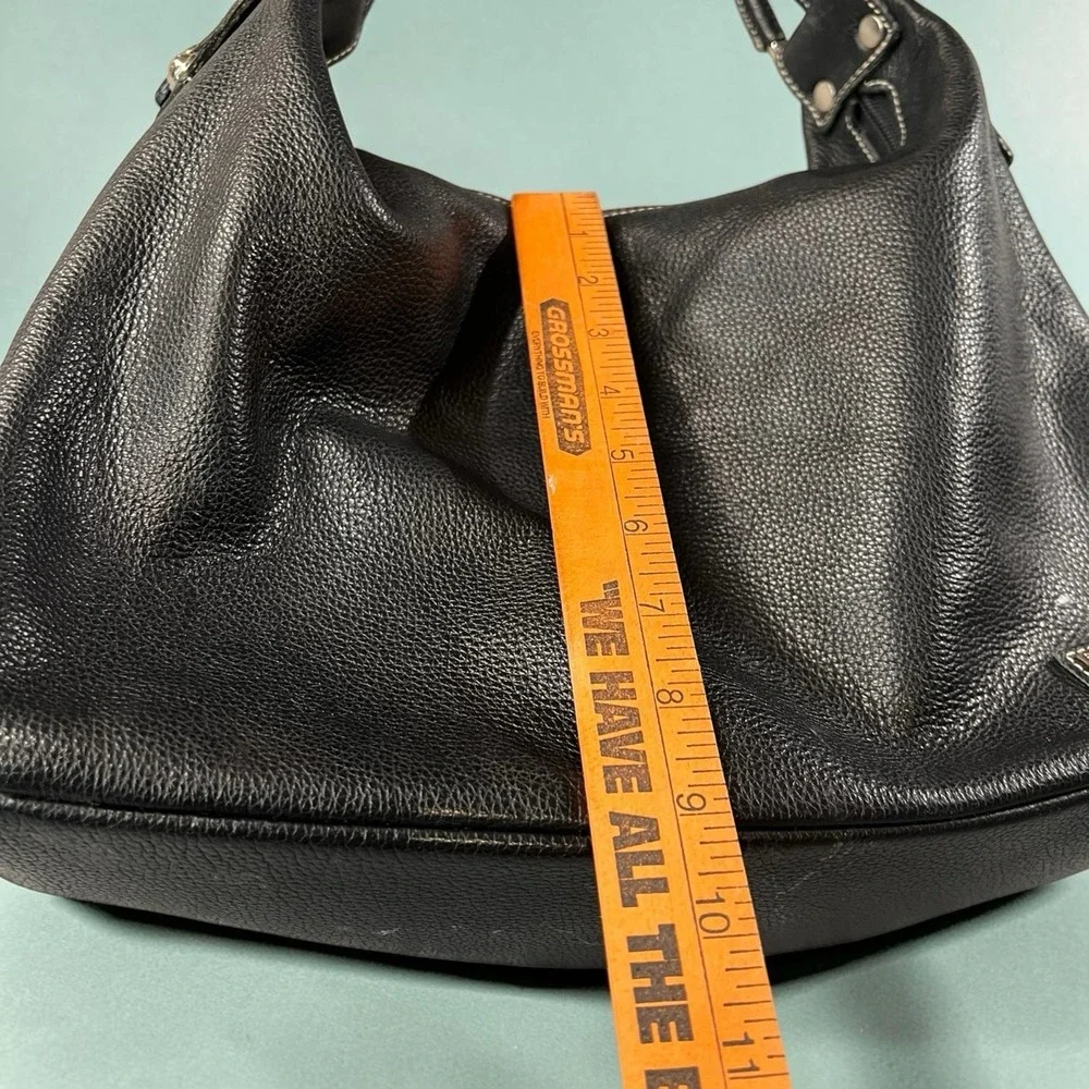 Santo Marinella Black Leather Hobo Shoulder Bag Zip Lined Crescent Handbag